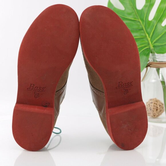 GH Bass Mens Saddle Oxford Size 7.5 Tan Camel Suede Leather Gum Sole Casual Shoe - Picture 9 of 12